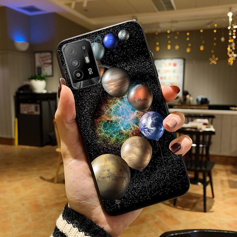 Moon Stars Space Astronaut Phone Case for OPPO A54 A74 A94 A53S A9 A5 A15 A16 A91 A96 A76 Reno8 8Pro Reno2 Z