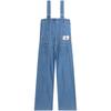 Calvin Klein Washed Letter Woven Label Mid Waist Loose Wide Leg Denim Overalls Women Overalls Light-Blue J223393