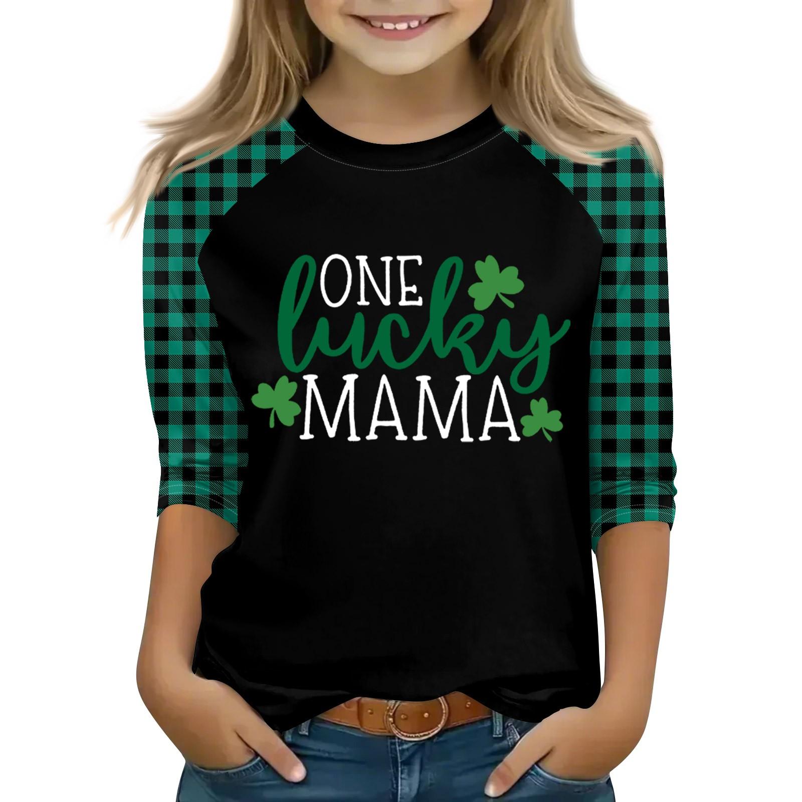 

Топы для девочек 4-16 лет с круглым вырезом и рукавами 3/4 Футболки Модные топы Наряды Футболки 120