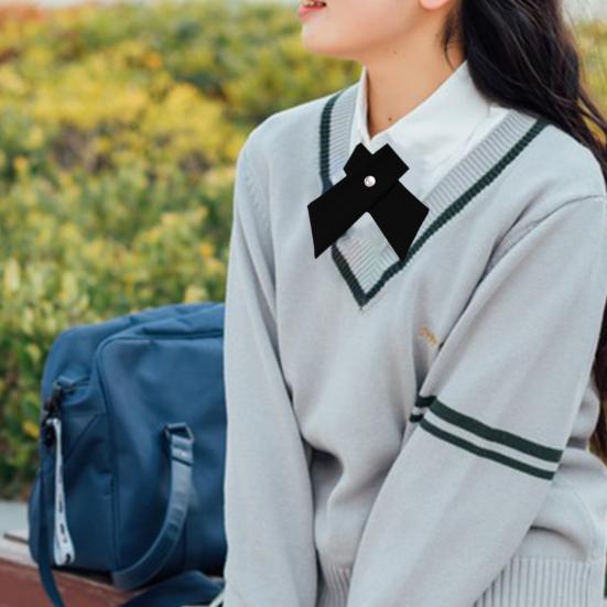 Cămașă cravată pentru femei Design de culoare solidă Închidere ușoară cu cataramă Design încrucișat Cravată pentru gât Uniforme de lucru pentru absolvire Cravată pentru studenți