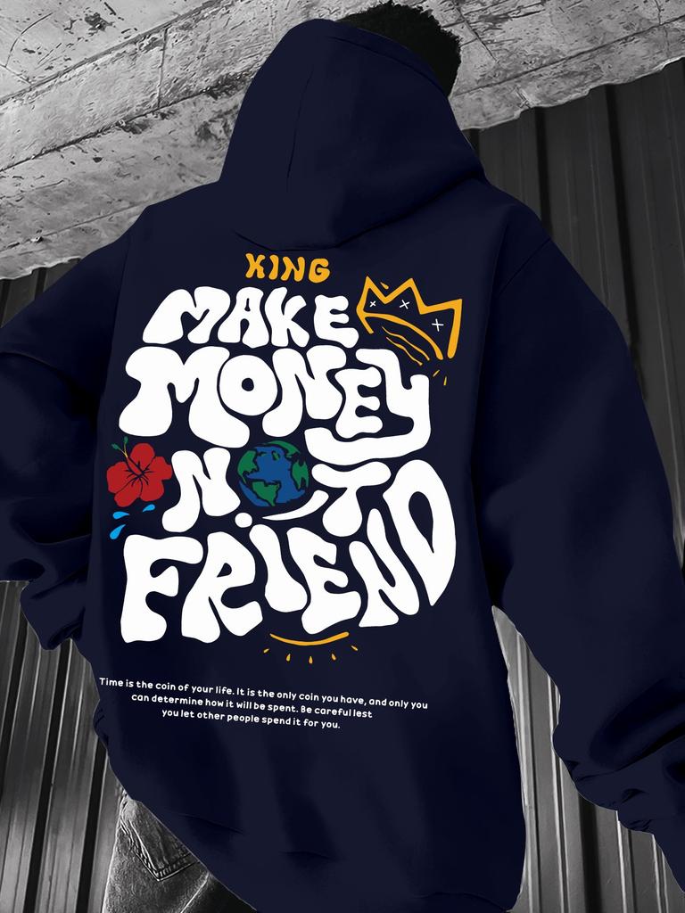 Loose hooded printed sweater jacket personalized casual versatile men's and women's couples jacket