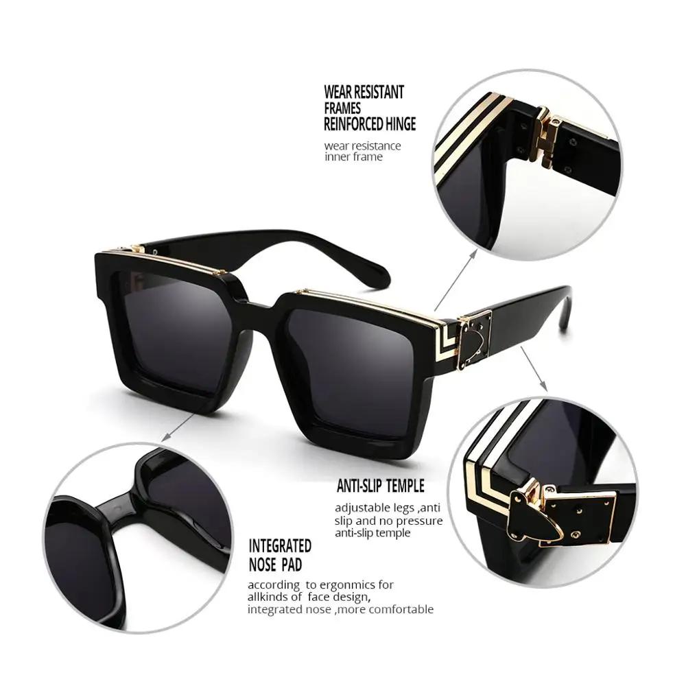 New Luxury Brand Designer Square Oversized Sunglasses Men Women  Fashion Thick Frame Glasses Mens Uv400 Male Celebrity