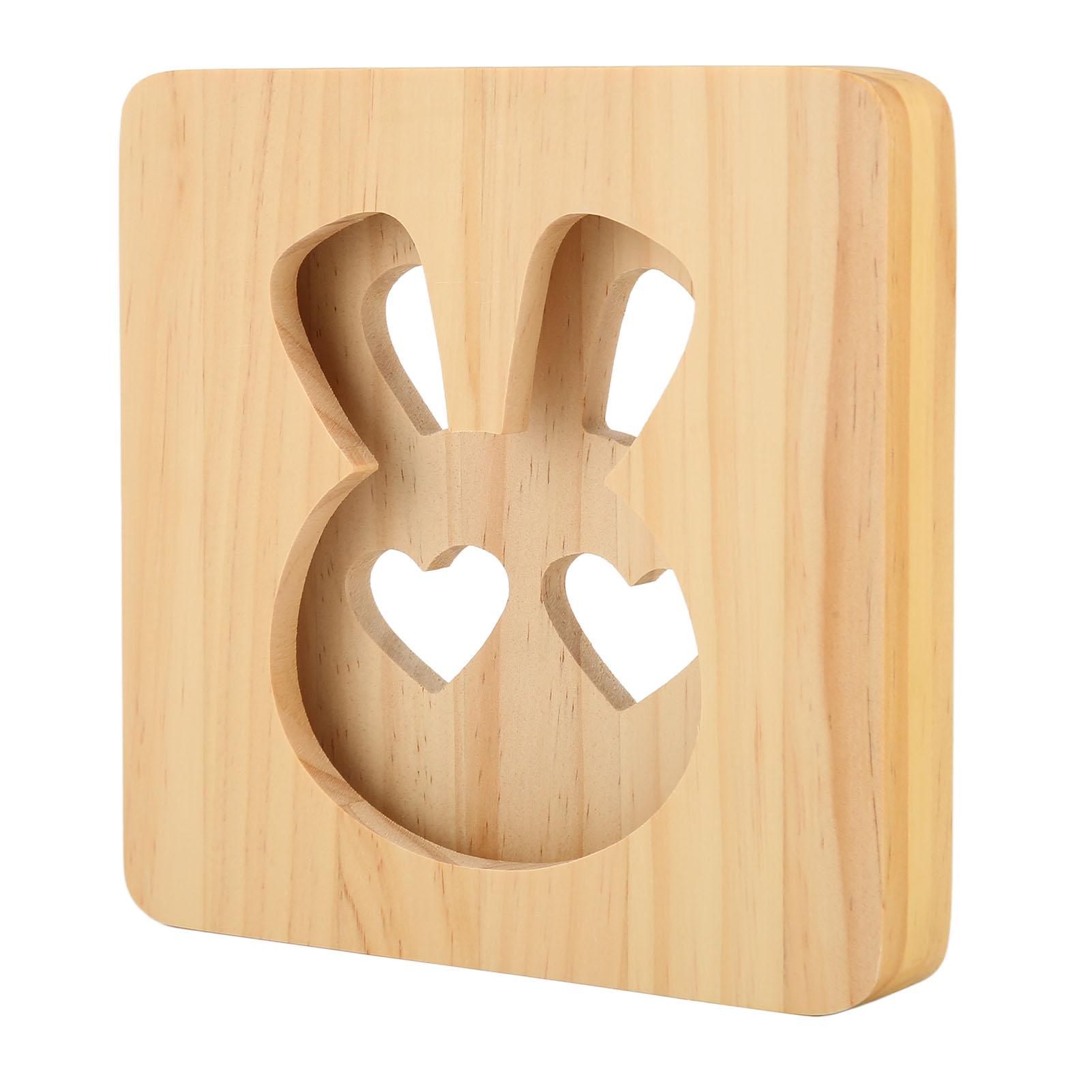 

3D деревянный ночник в форме кролика светодиодные бусины энергосберегающий полый декоративный настольный светильник для спальни