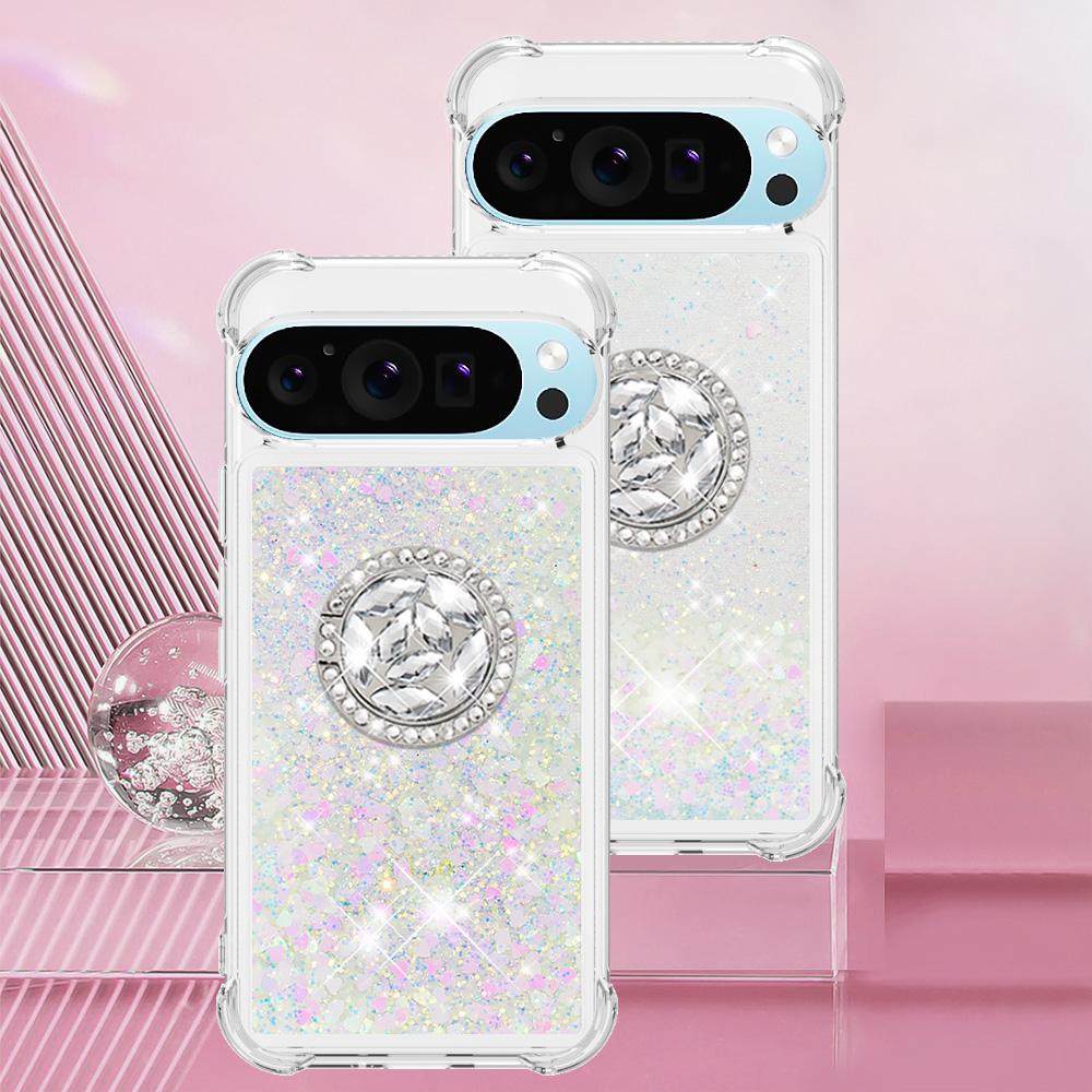 

Quicksand Glitter Ring Holder Case for Google Pixel 9 8 10 Pro XL 7A 8A 9a 9 10 8 Pro Shiny Soft Airbag Shockproof Cover Google Pixel 7a