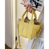 Korean woven portable bucket bag women's 2025 summer new simple versatile vegetable basket shoulder messenger bag
