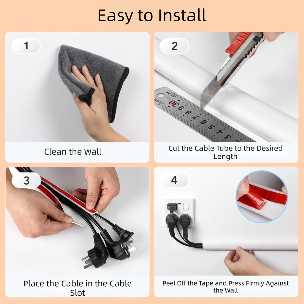 1/2/3/5meter Soft PVC Wire Cover Self-Adhesive Cable Management Protector Cord Hider  Wall Mounting