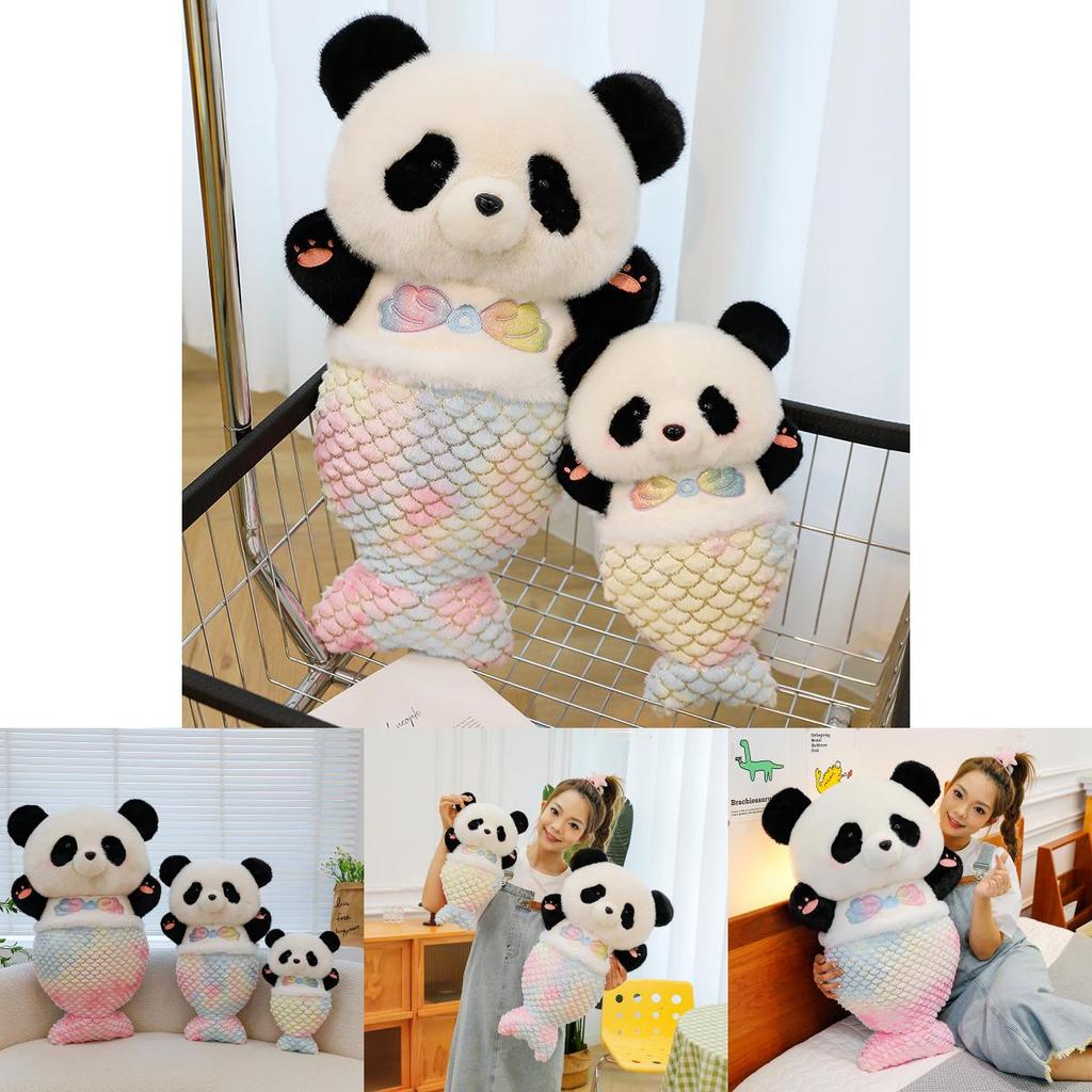 Adorable Panda Mermaid Plush Toy With Soft Short Plush Material For Kids 40cm 60cm 80cm