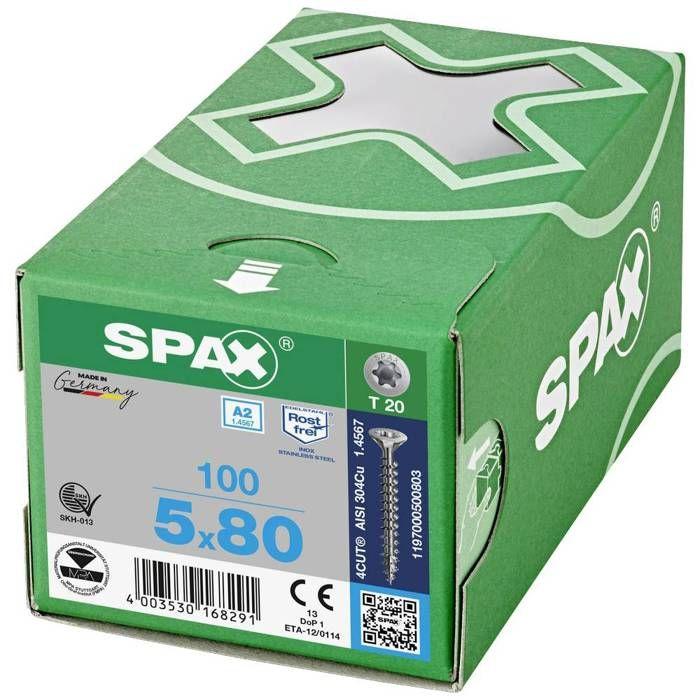 Vis a tete fraisée spax seko t-star plus 5,0x 70 a2 (par 100)