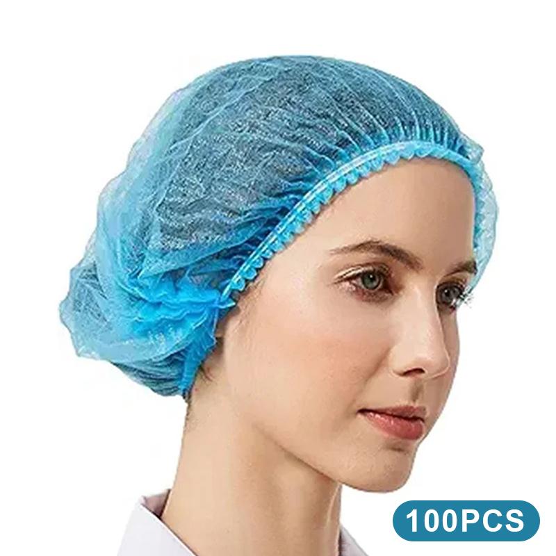 100 шт. Кухонные пылезащитные колпачки Одноразовые сетчатые шапочки для волос/головы Сетчатые пылезащитные дышащие шапочки для душа/ванны