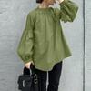 ZANZEA Women Casual Round Neck Solid Color Loose Long Sleeve Blouse