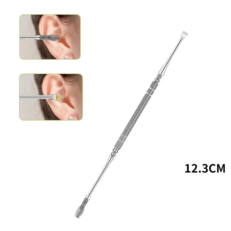 Διπλής Κεφαλής Ανοξείδωτο Σπειροειδές Καθαριστικό Αυτιών Κουτάλι Αυτιών Εργαλεία Αφαίρεσης Κεριού Αυτιών