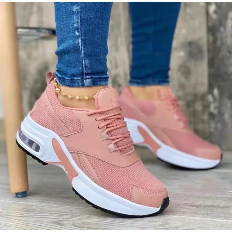 New fashion low-top shoes dad round head middle heel strap mesh casual sports shoes women's single shoes large size