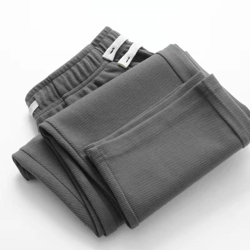Heavyweight American-Style Grey-Green Straight-Leg Sweatpants for Women, 350G Twill Xinjiang Cotton, Casual Autumn Wear