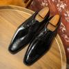 Men's Brock Leather Shoes Business Dress Cowhide Men's Shoes Small Square Head Shoes