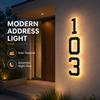 Modern Solar Address Sign LED House Number Light Waterproof Wall Mounted Plate with Light Sensor for Door Yard Garden Outdoor