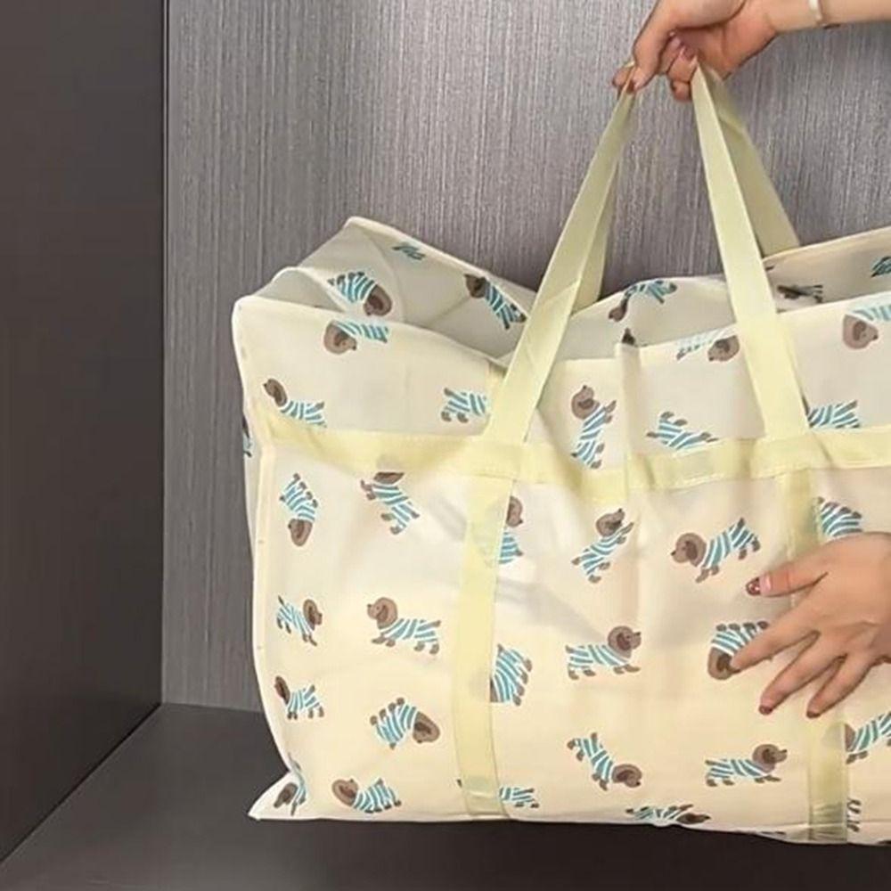 Large Capacity Clothes Packing Bag Puppy Pattern Moving Packing Bag Cute Clothes Organizer Duvet