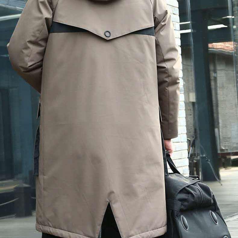 Premium Men's Mid-Length Korean Style Down Jacket - Thick, Warm, White Duck Down for Business Casual Trend.