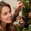 10 Pcs Forest Animal Acorn Ornaments Cozy Forest Christmas Ornament 2D Acrylic Pine Cone Animal Christmas Tree Hanging Ornaments for Home Decor