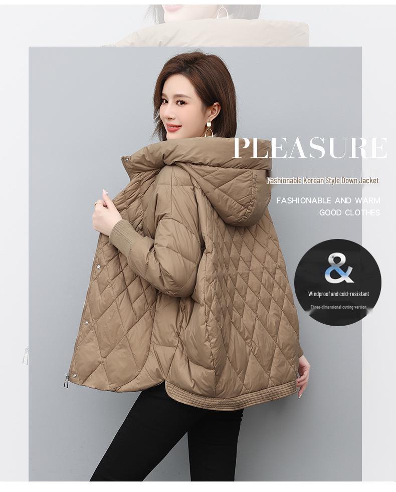 Women's Mid-Length Lightweight Down Jacket - 2024 Winter Loose Fit, Versatile, Small Size, Mom-Style Duck Down Coat