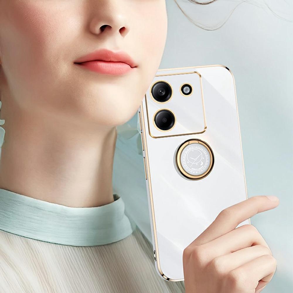 XINLI For Xiaomi Poco M7 Pro 5G Case Ring Kickstand Electroplating TPU Phone Cover