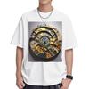 Uhr Kunst Druck Herren Freizeit T-Shirts Baumwolle Hip Hop T-Shirts Sommer Kurzarm Druck Tops