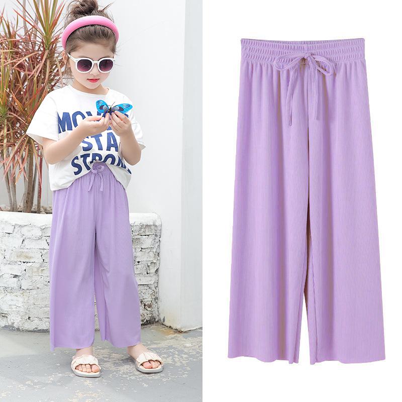 Calça Cropped de Perna Larga de Seda Gelada Repelente de Mosquitos de Verão para Meninas Mais Velhas 2026