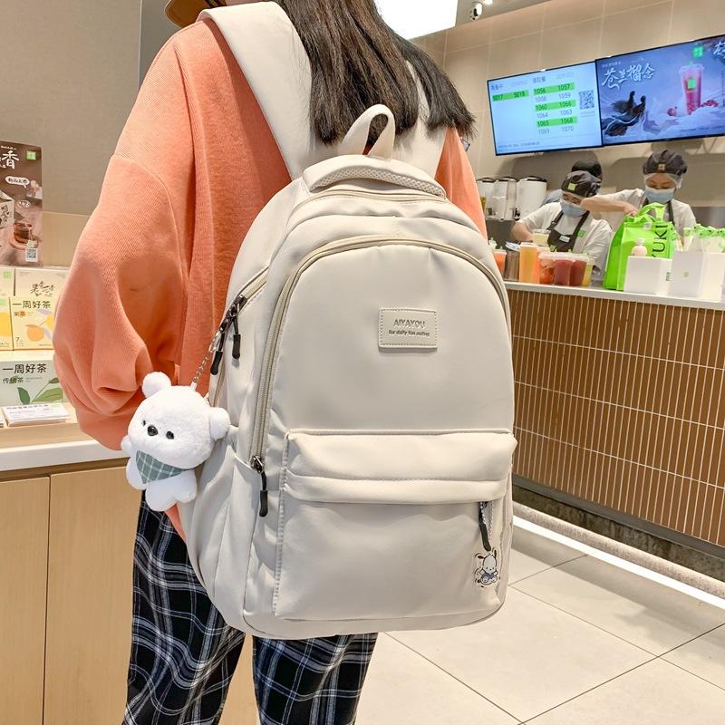 Simple Versatile Backpack Female Large Capacity High School Student Junior High School Student School Bag College Student Computer Backpack Female