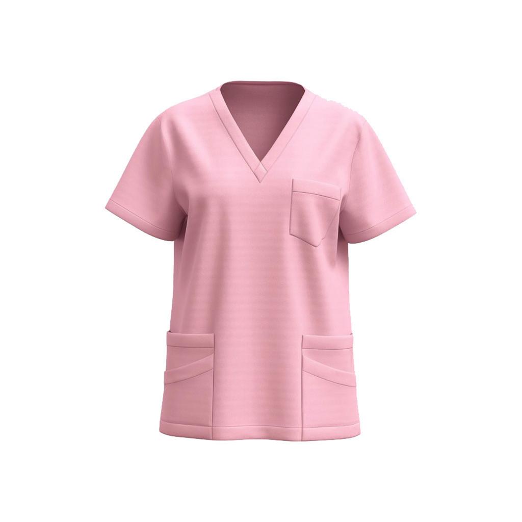 Women's V-neck Short-sleeve Workwear With Pockets For Healthcare Staff