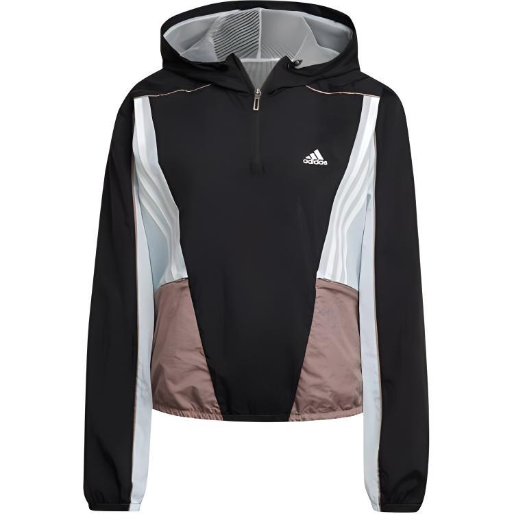 (WMNS) adidas Black Hyperglam Hooded Track Tops Black White Women s HZ9709 S