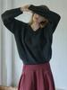 AVANT-G V-Neck Oversized Knit Pullover - Black