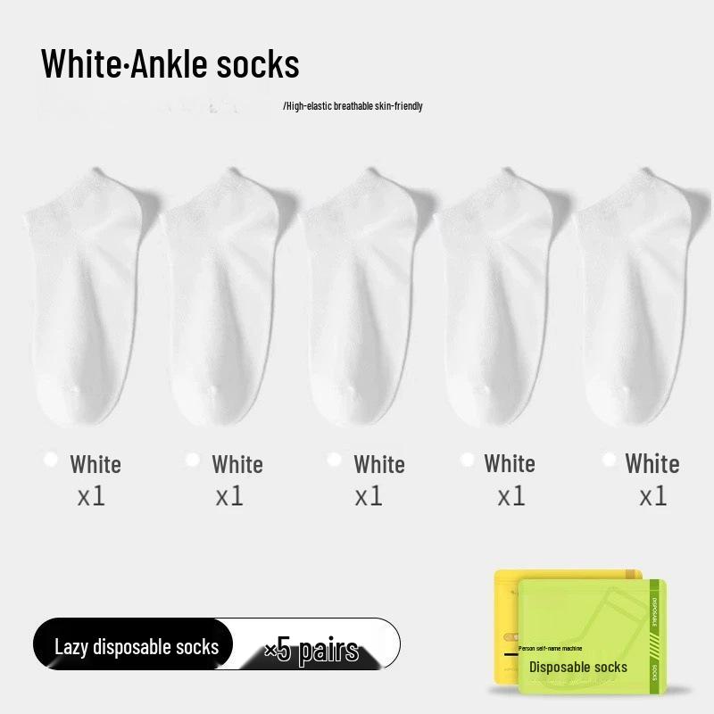 Odor-Resistant Unisex Disposable Socks for Autumn & Winter Travel - Black Mid-Calf