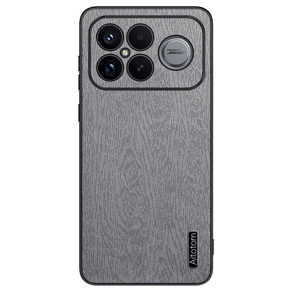 For Xiaomi Redmi K90 Pro Max 5G/Poco F8 Ultra Case Wood Texture PU Leather Coated PC TPU Phone Cover