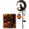 Iron Black Cat Moon Ground Lamp Waterproof Solar Garden Light Auto On/Off for Outdoor Lawns Courtyards Yards Patio Pathway Halloween Decor