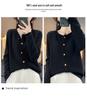 Women's 100% Wool Loose Slimming Round Neck Cardigan with Metal Buckle