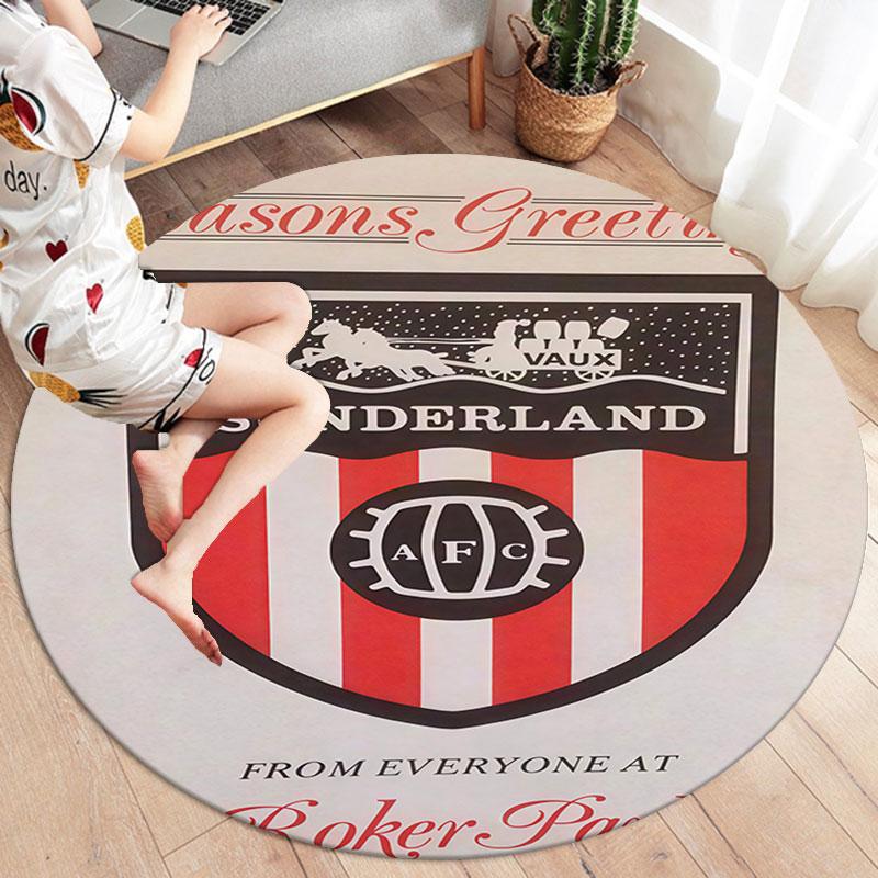 Sunderland Association Football Club Round Area Rug,Carpet Rug for Living Room Bedroom Sofa Playroom Decor,Non-slip Floor Mat