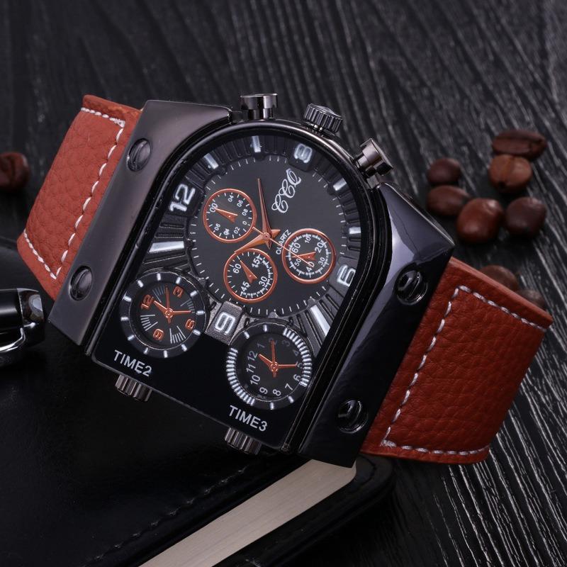New Fashion Men Watches Luxury Sports Chronograph Leather Quartz Watch Men Calendar Watch Relogio Masculino Men's Watches Clock