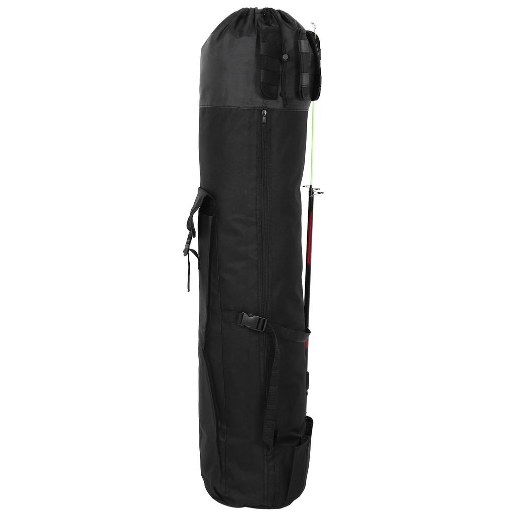 MultiFunctional Fishing Rod Reel Storage Bag Pole Carry Case Fishing Tool Organizer(Black )