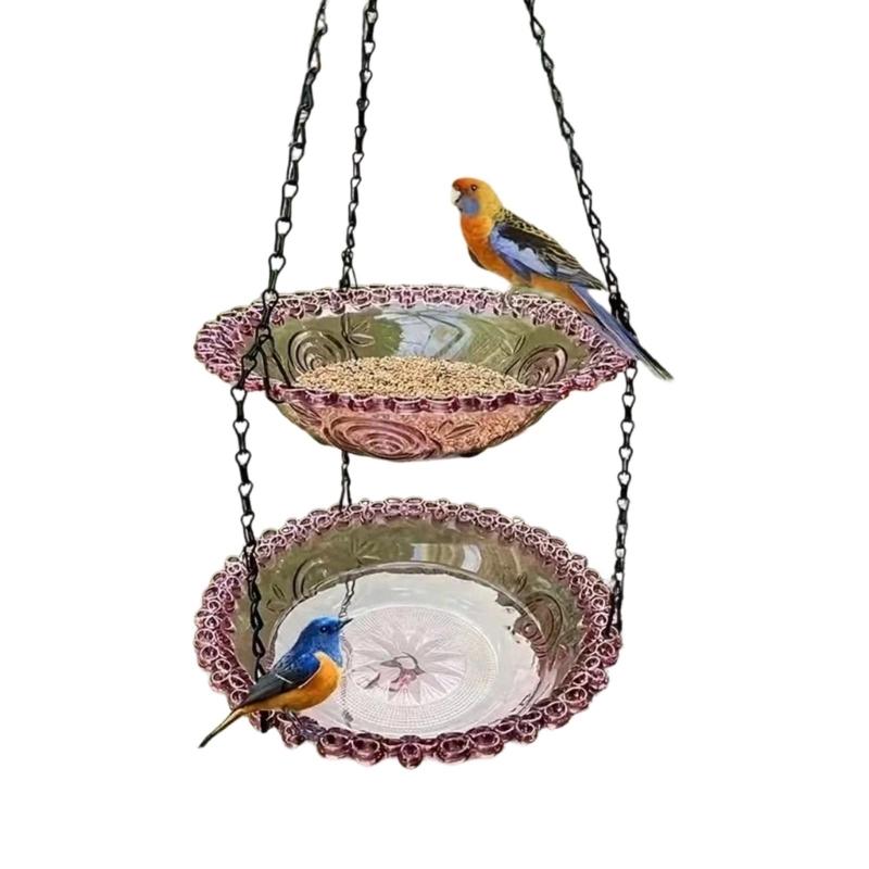 Beautiful Two Layer Hanging Bird Water Dish With smooth For low maintenance