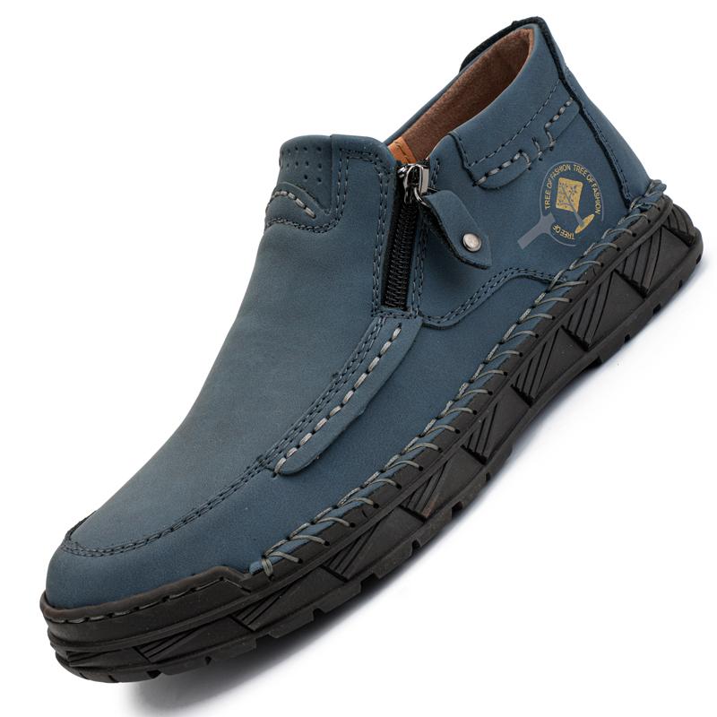 Handmade Split Leather Boots Men Shoes Comfortable Ankle Boots For Men Casual Shoes Large Size Tooling Shoes