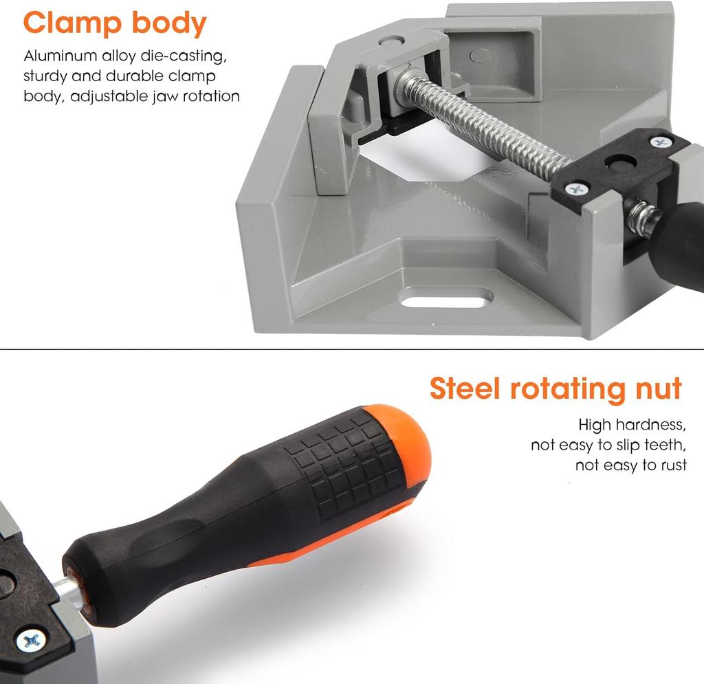 90 Degree Right Angle Clip Clamp Single Handle Aluminum Alloy Corner Clamp Woodworking Picture Frame Clip Right Angle Folder