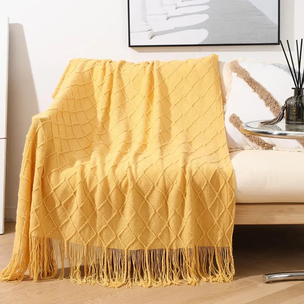 Aesthetic Nordic Plaid Knitted Throw Thread Blankets on the Bed Sofa Throw Travel TV Nap Blankets Soft Towel Bed Plaid Tapestry