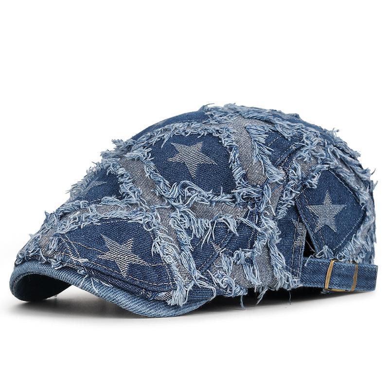 Denim Vintage Basker Dam Herr Nyhetskeps Sommar Avslappnad Dam Framåtlutad Keps Bomullsskärm Platt Hatt Höst Keps Målarkeps