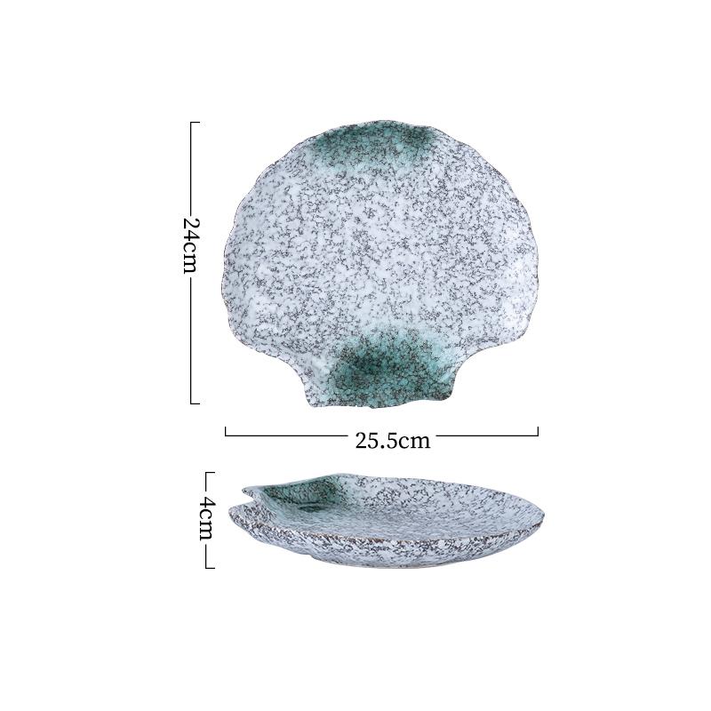 Vintage Ceramic Shell Shaped Plate Barbecue Plate Sushi Plate Dessert Snack Plates Pasta Plates Restaurant Creative Tableware