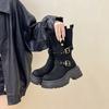 Retro thick-soled heightened two-wear women's Martin boots autumn and winter fashion versatile belt buckle new fashion boots short boots