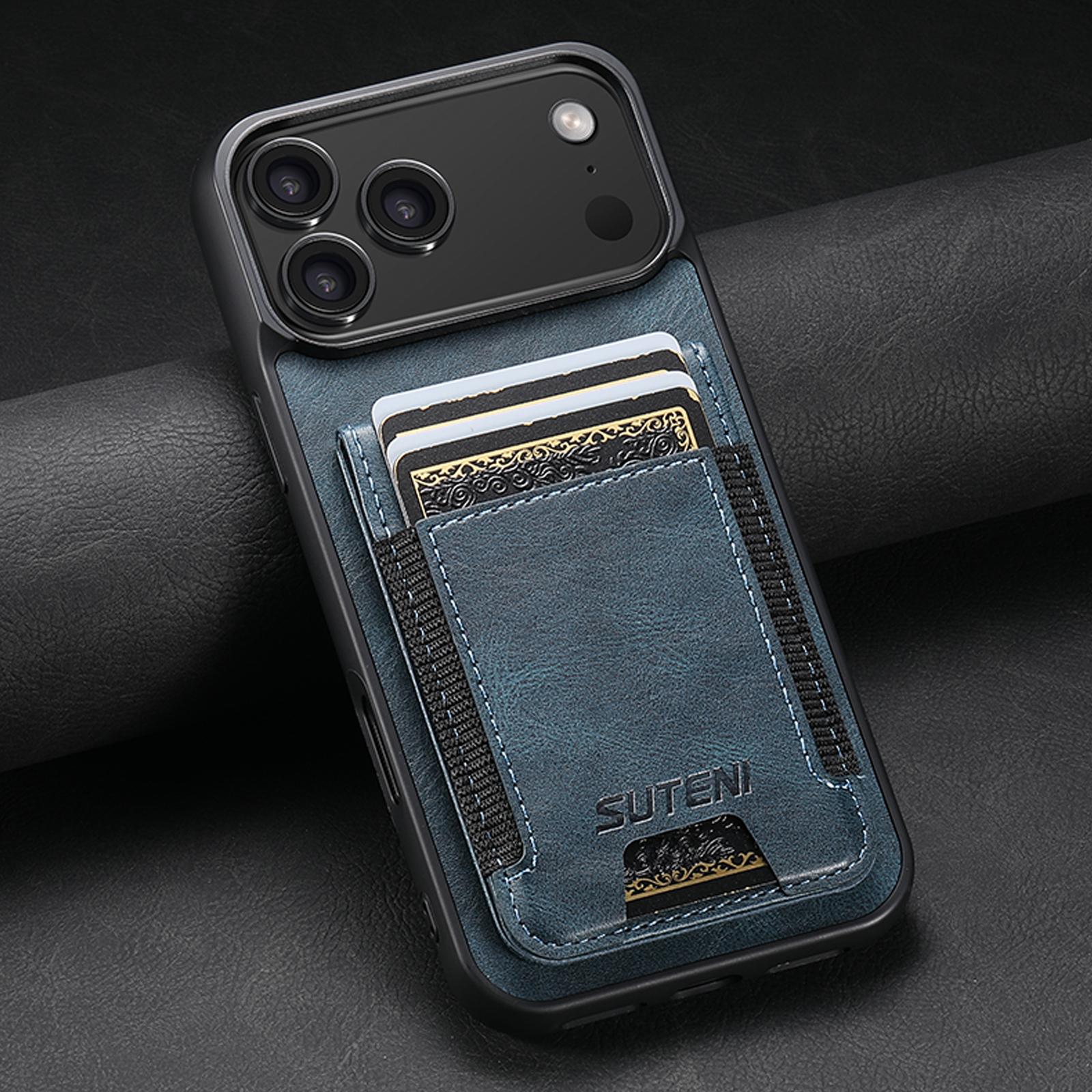

EUCAGR Luxury Faux Leather Stand Wallet Case For iPhone 17 Pro Max 16 Plus 16E 15 14 13 12 Pro Max Card Holder Bag Phone Case iPhone Air синий