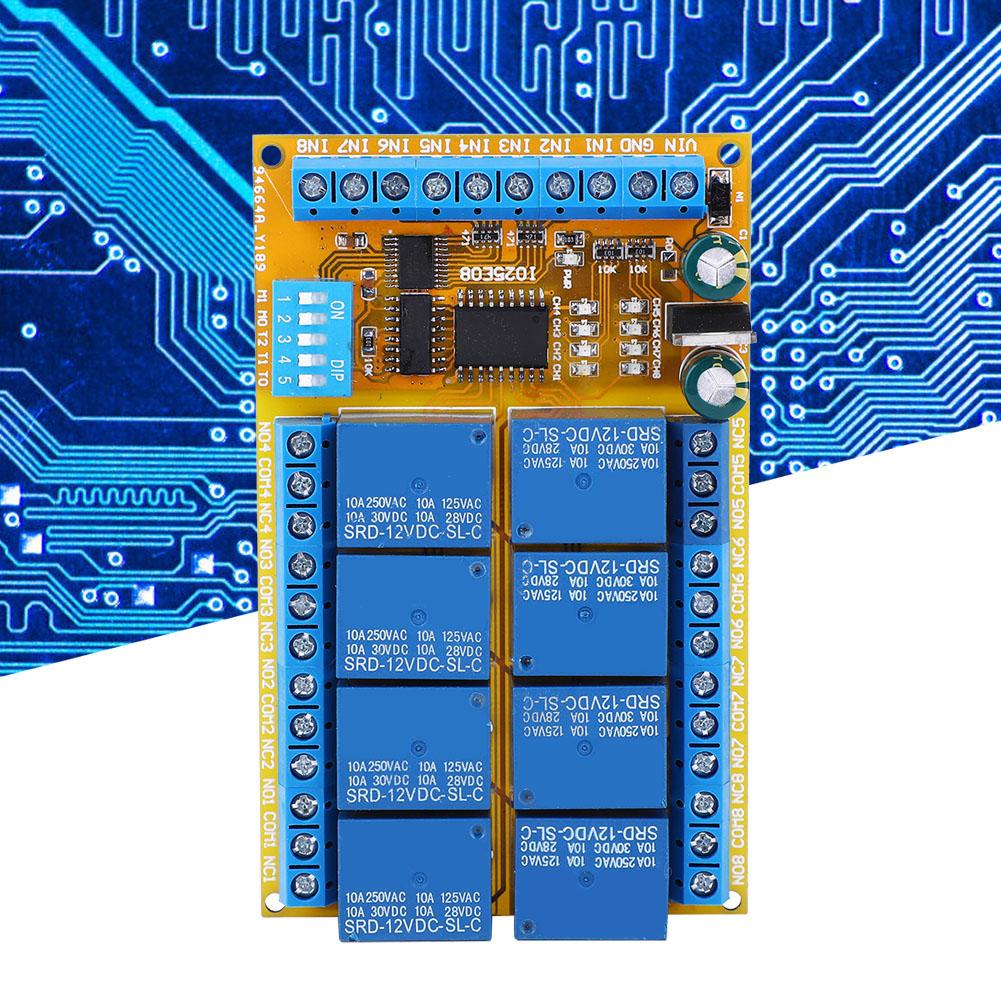 Relay Module IO25E08 Multifunctional 8 Channel Self Locking Interlock Power Conditioner 5v 12v 24V(12V )