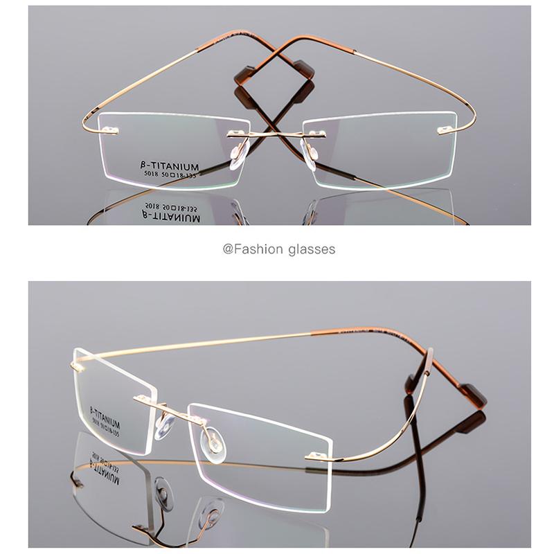 Lightweight Rimless Glasses Small Frame Memory Titanium Eyeglasses 5018 Spectacle Prescription -0.5 -1 -1.5 -2 -2.5 -3 -4 -5