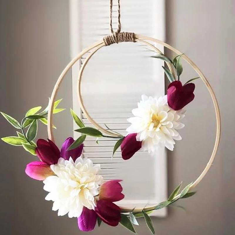 5 Stück Holzreifen DIY Traumfänger Bambusringe Handgefertigtes Bastelmaterial Hochzeit Geburtstagsfeier Dekoration Haus Garten Wandbehang Dekor