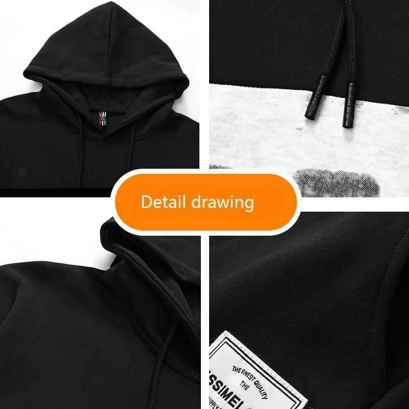 Spring and Autumn Hooded Casual Sports Hoodie Set, Men's Round Neck Pullover, Loose and Versatile Two-piece Set