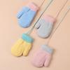 Children's Winter Plus Velvet Gloves Small Children's Bag Finger Halter Neck Yarn Warm Knitted Gloves Baby Solid Color Simple Gloves